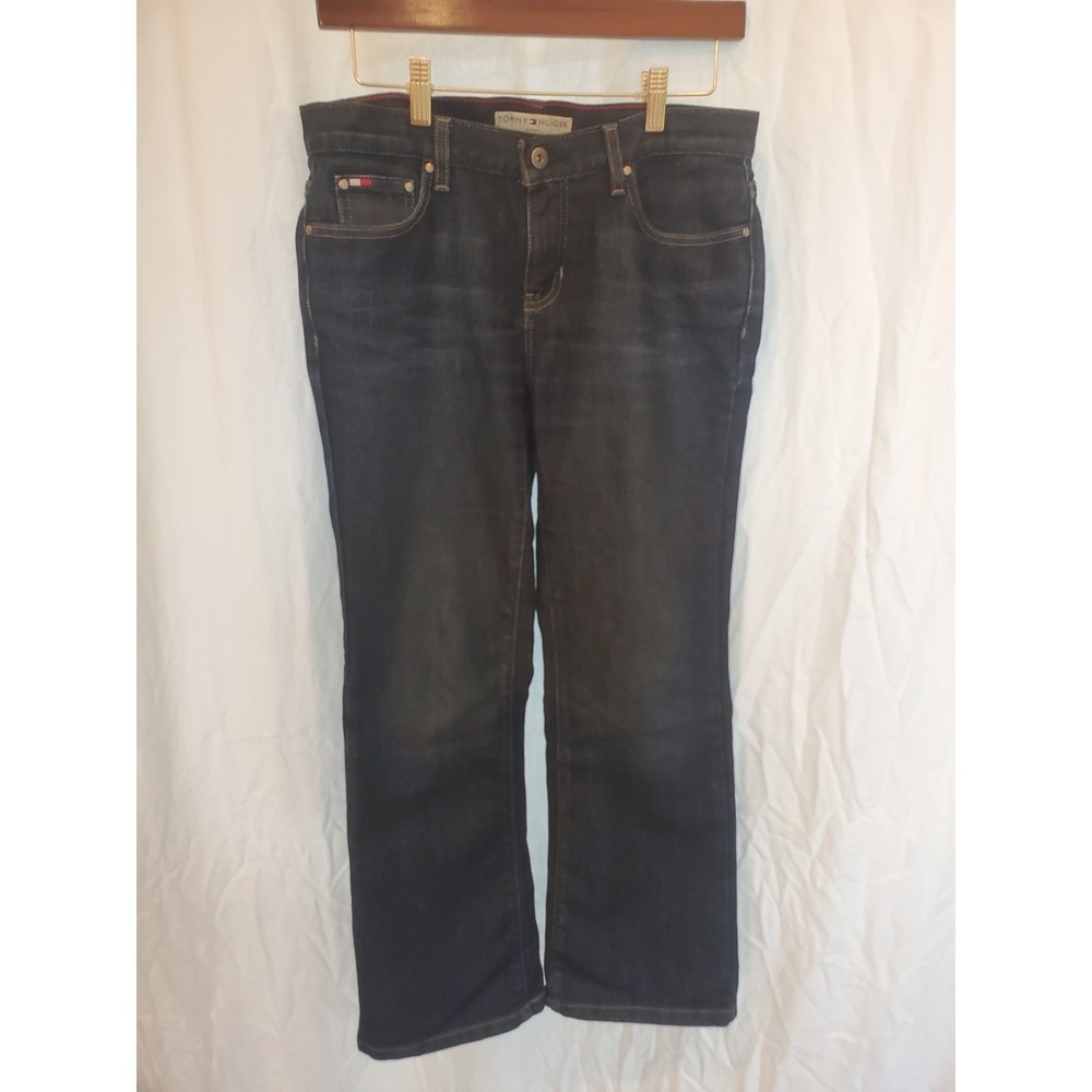 Tommy Hilfiger Womens Petite Low Rise Bootcut Jeans Dark Wash Indigo Blue 8P